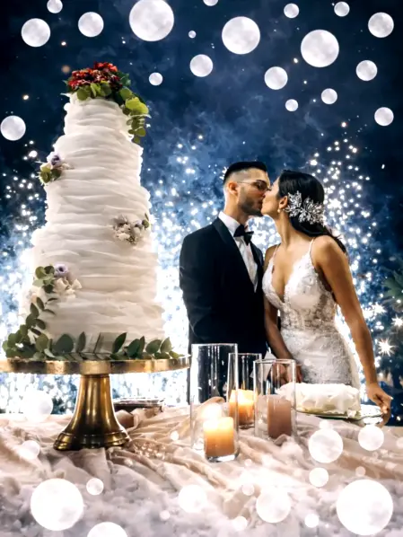 Bolle di sapone bianche per le foto con la torta per i matrimoni e le feste di compleanno 18 anni