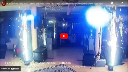 Screenshot del video della festa di Capodanno Feel Good Show con DJ set, musica dal vivo, animazione e ospiti che si divertono in pista<br /><br />