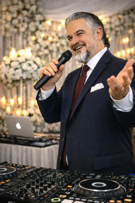 Matteo Rosati, DJ esperto, si occupa della selezione musicale durante il ricevimento di matrimonio.	
