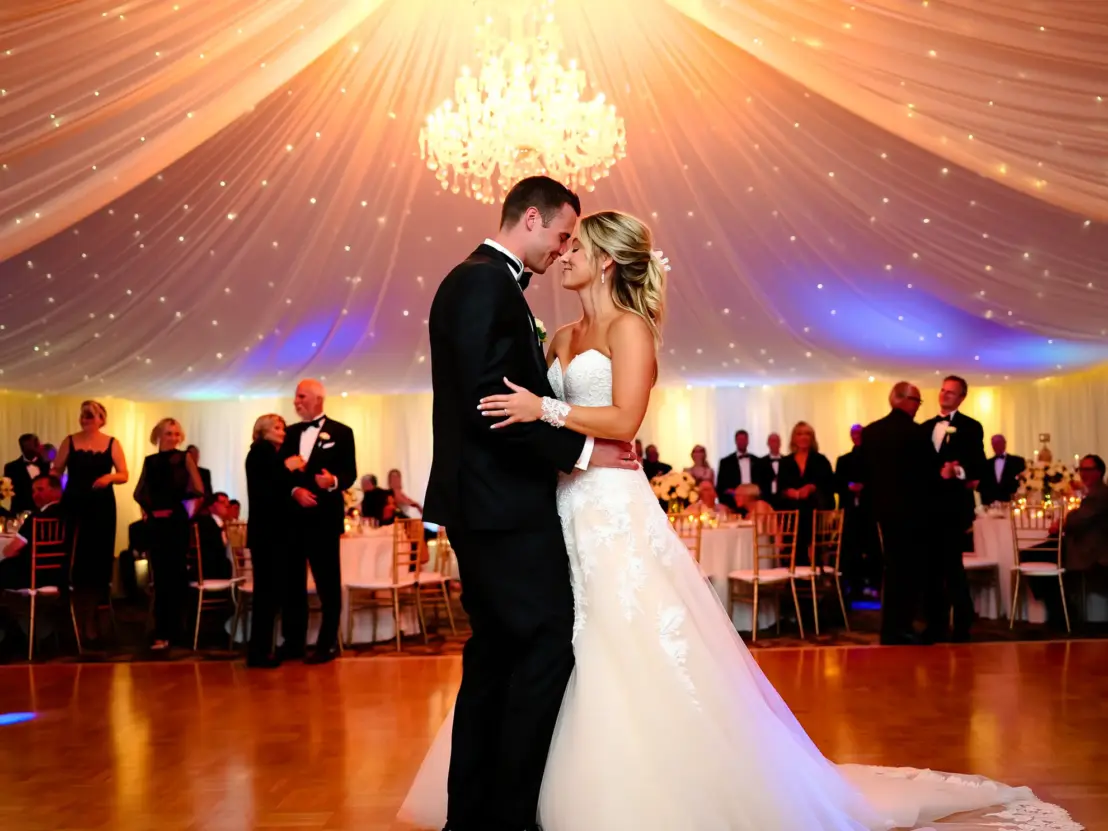 Ballo romantico con DJ durante un matrimonio ad Teramo con ospiti che partecipano e si divertono.<br />