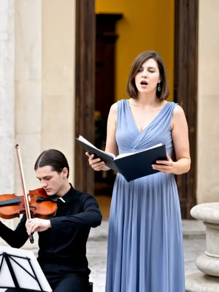 Violino e Soprano del Team Feel Good Show si esibiscono dal vivo durante un matrimonio in chiesa	