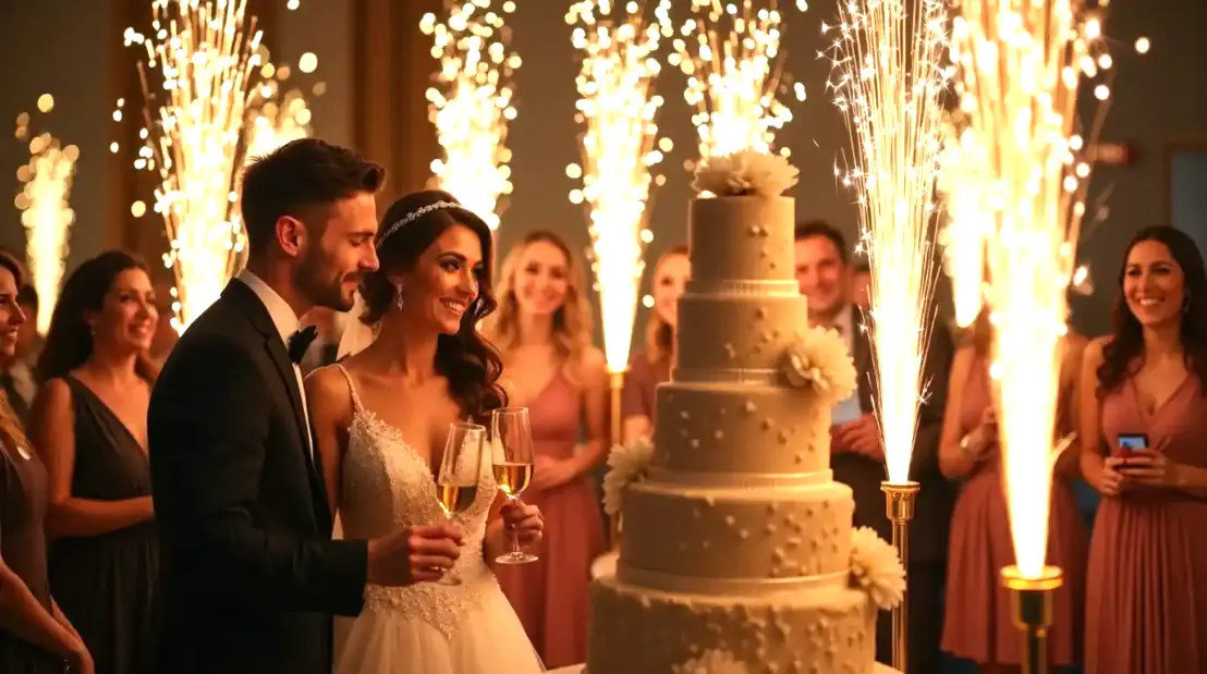 Fontane luminose fredde per eventi e matrimoni Effetti speciali con fontane di scintille per un matrimonio o evento