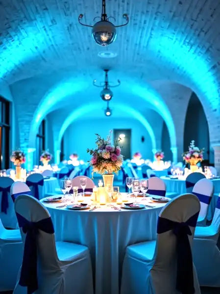 Giochi di luce e scenografie per matrimoni Installazione di luci dinamiche e scenografie a tema per eventi