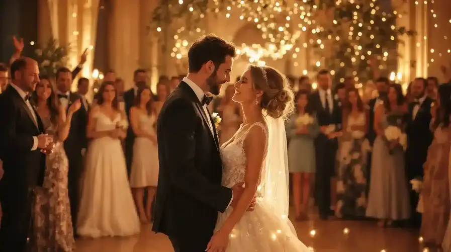 Ospiti e sposi si divertono insieme durante un matrimonio nelle Marche, con intrattenimento musicale curato da matteo Rosati e il Team Feel Good Show.