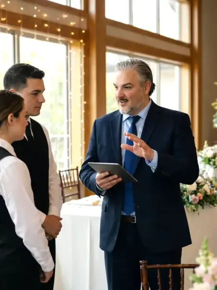 Il wedding planner Matteo Rosati all’opera nella gestione di un evento nuziale