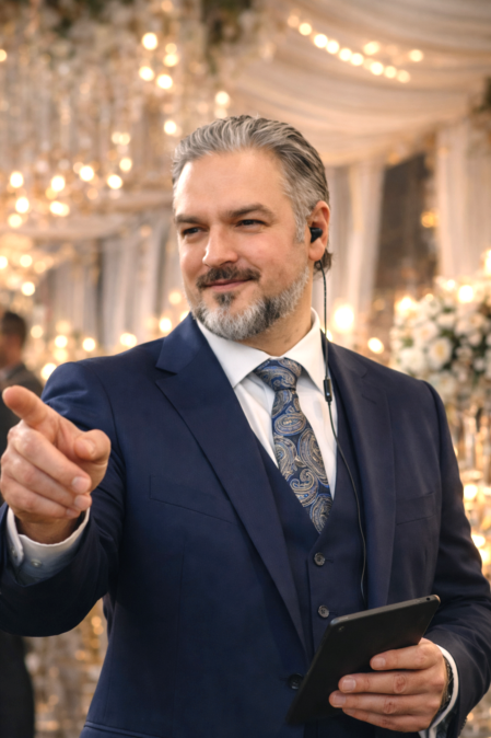 Struttura illuminata per una presentazione aziendale dal vivo al Casale