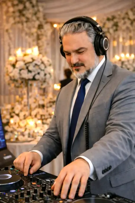 Matteo Rosati, DJ esperto, si occupa della selezione musicale durante il ricevimento di matrimonio.	