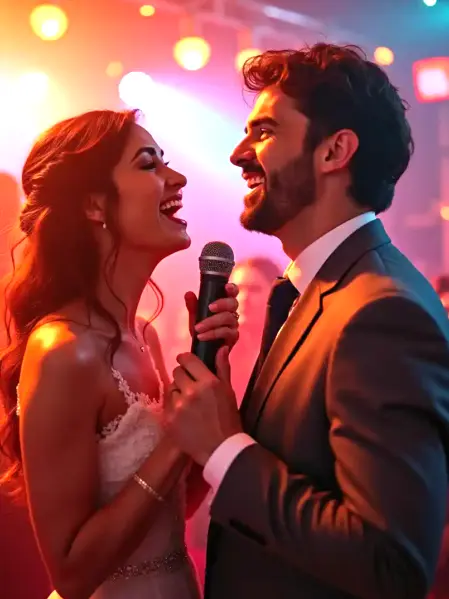 Ospiti che ballano e si divertono al matrimonio Invitati scatenati sulla pista da ballo durante il ricevimento di nozze