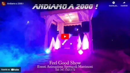 Screenshot del video trailer dello spettacolo Andiamo a 2000 Feel Good Show, dedicato ai successi musicali degli anni 2000 con performance live e coreografie spettacolari<br /><br />